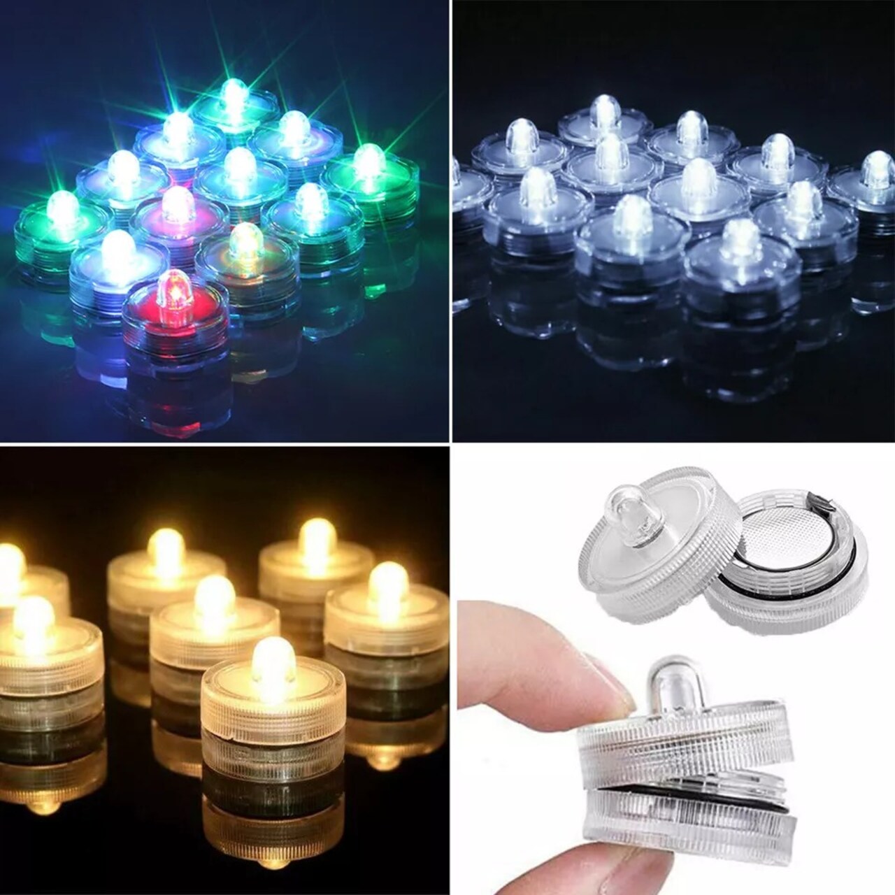 Submersible Waterproof LED Tea Lights, Flameless Party Candles
